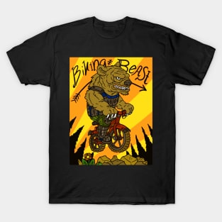 biking bear. mountain biker beast. action sports. T-Shirt